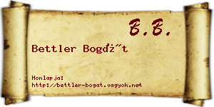 Bettler Bogát névjegykártya